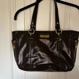 Coach Chocolate Patent Leather Shoulder Bag